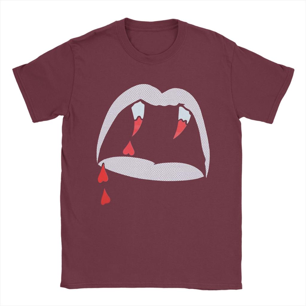 Vampire Lips Unisexs T Shirts Casual Tee Shirt Short Sleeve Crew Neck Tshirt Cotton Plus Size Tops
