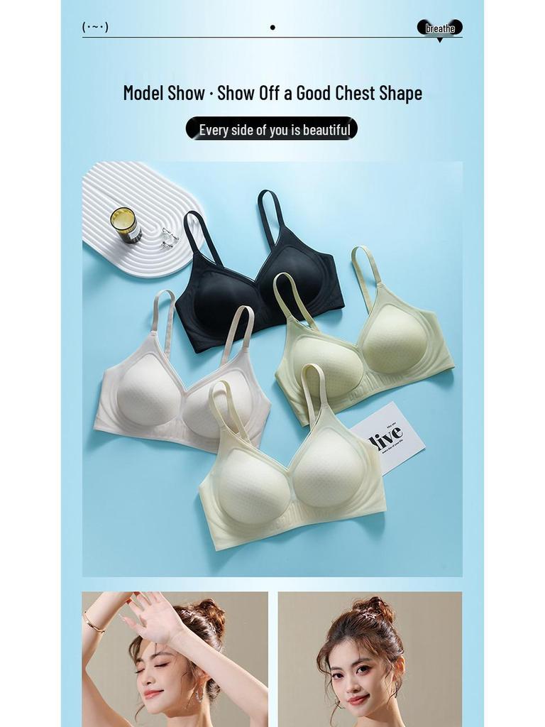 Women's Seamless Wire-Free Soft Support Bra for Small Chest with Anti-Sagging and Side Support.