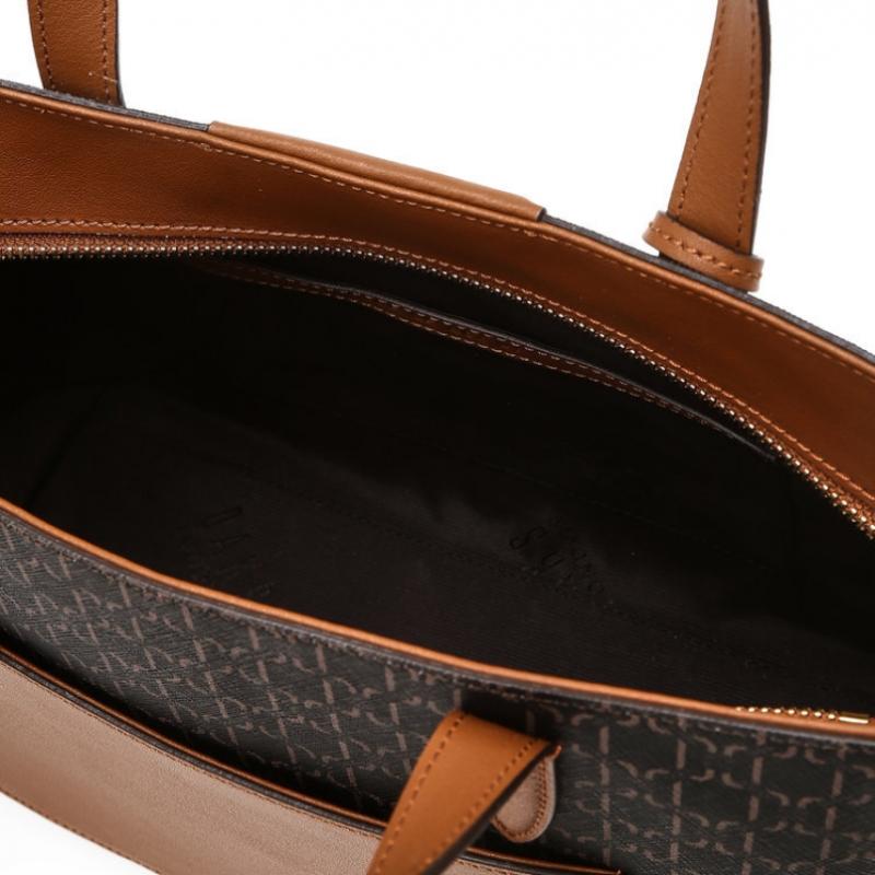 Daks Modern Tote Bag With Brown Barnett Dd Pattern Leather Dcba6e862w3