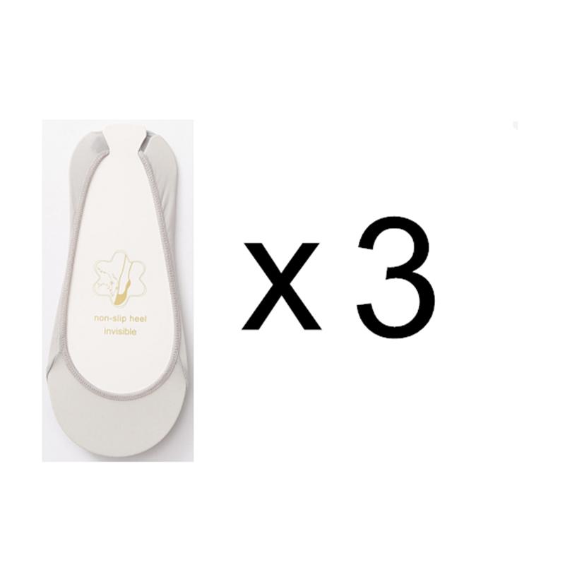 

3 пары невидимых носков-лодочек, женские летние силиконовые нескользящие носки для обуви на высоком каблуке, тонкие шелковые носки с подтяжками до половины ладони EU Size 36-41 серый