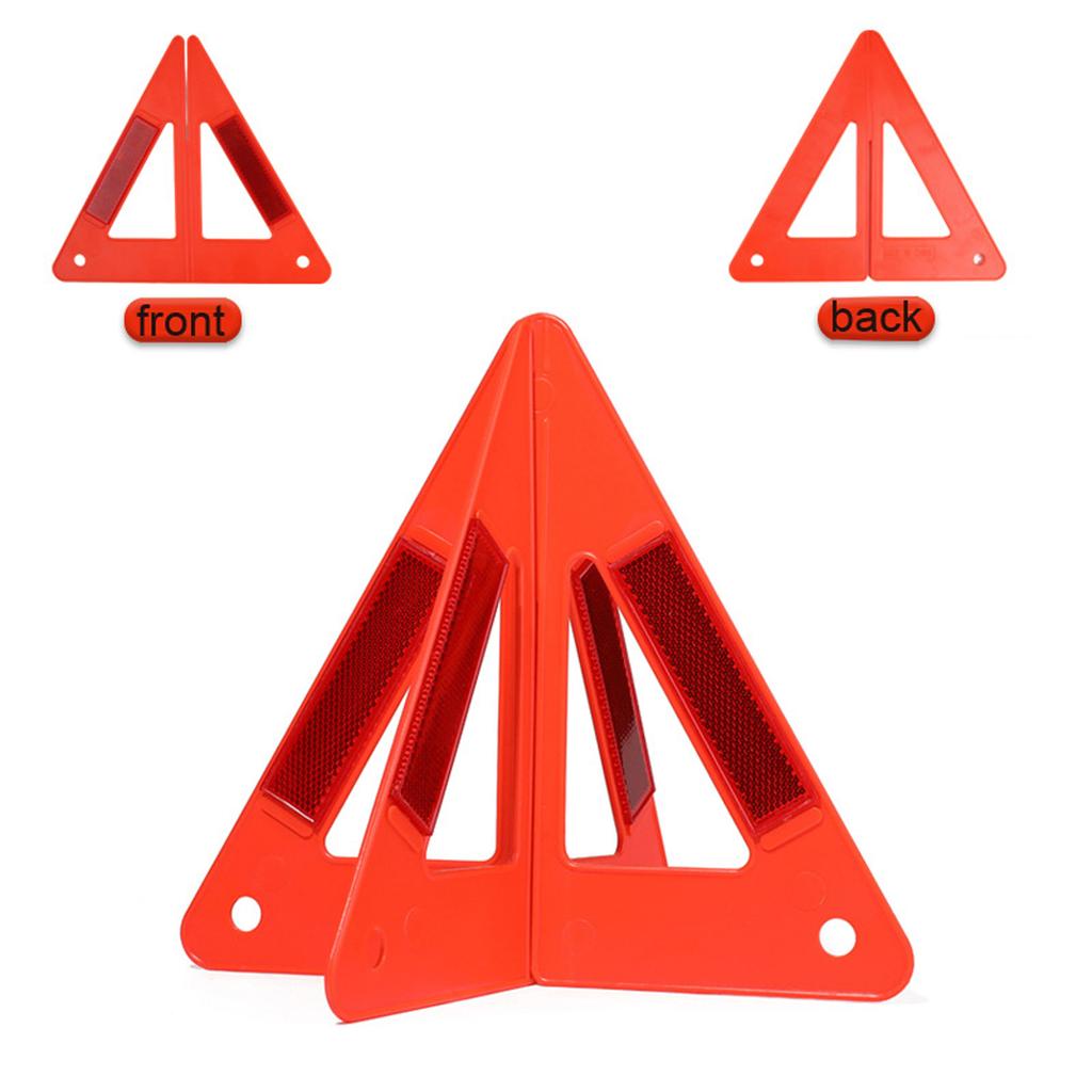 Foldable Emergency Warning Triangle Reflective Safety Sign Roadside Vehicle Breakdown Hazard Alert Stand for Car Truck Trailer Use