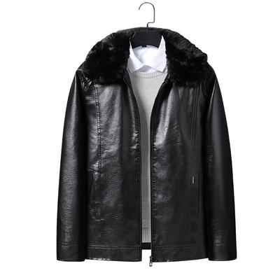 Winter Velvet Thick Leather Jacket Men's Lapel Leather Jacket Men's Windproof and Waterproof Men's Upper Garment
