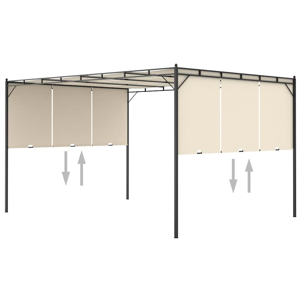vidaXL Gartenpavillon mit Seitenvorhang 4x3x2,25 m Creme