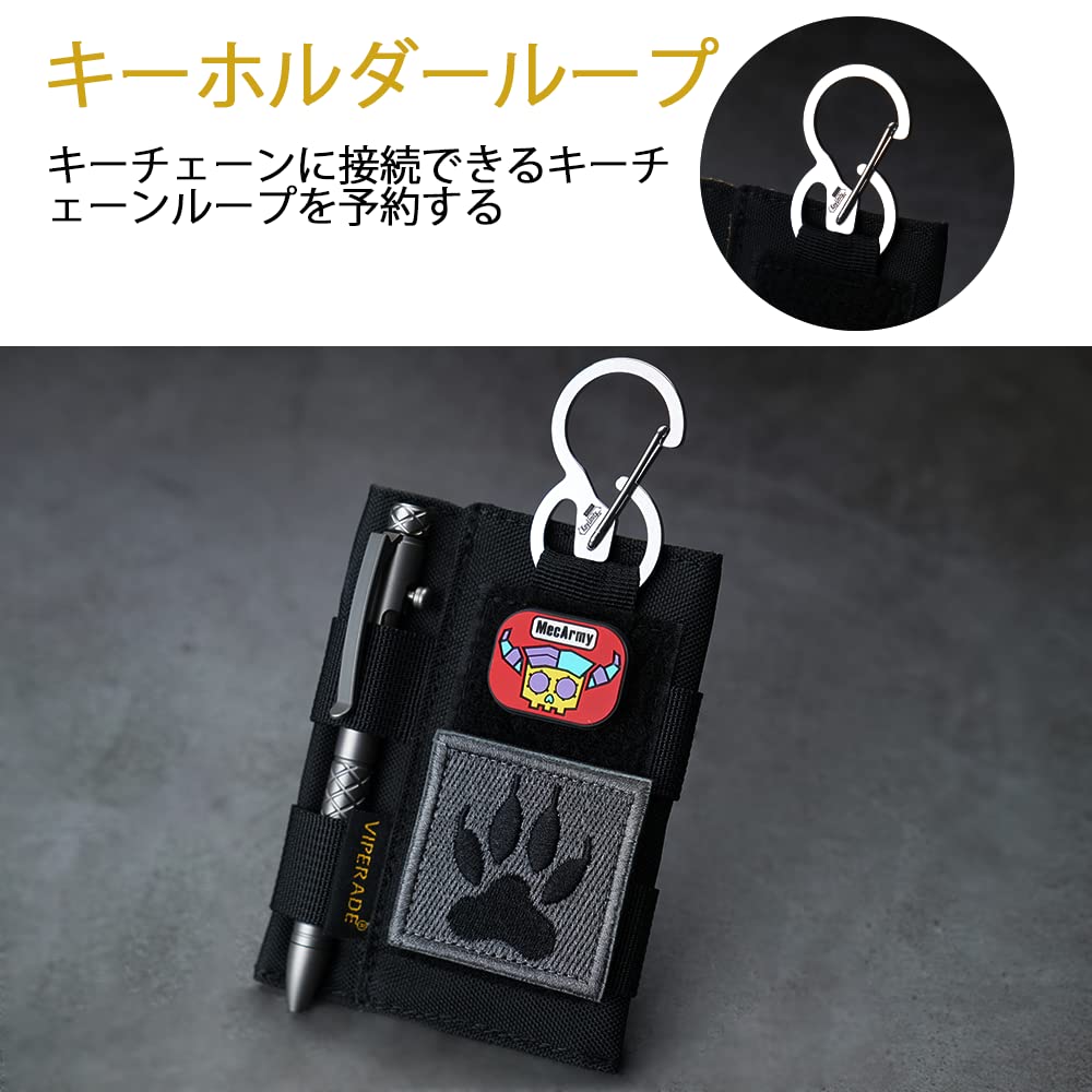 VIPERADE VE9 Pocket EDC Pocket Organizer with DIY Patch Nylon EDC Pouch with 3 Tool Storage Pockets for Everyday Carry Organizer, Men's Area, (Black)