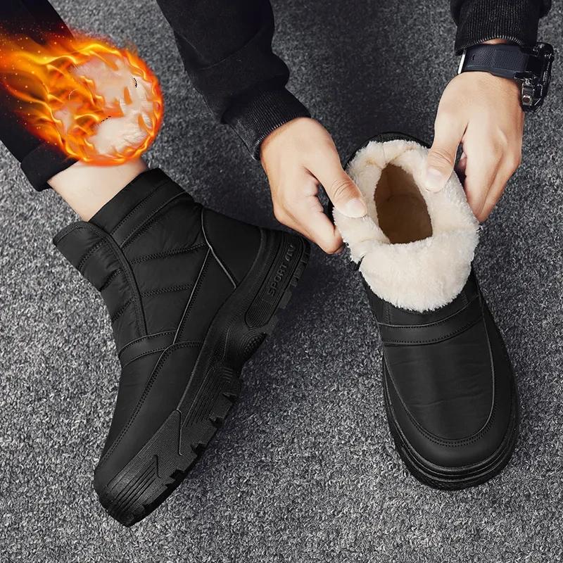 Kältefeste Schneestiefel Herren Winter Plus Samt Dick Warm Klettverschluss Große Baumwollschuhe