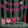 Firefairy Oh Sip It's a Girl's Trip Pre-strung Banner - Girls Vacation, Weekend, Just Wanna Have Fun - Bachelorette Party Decorations, Hot Pink