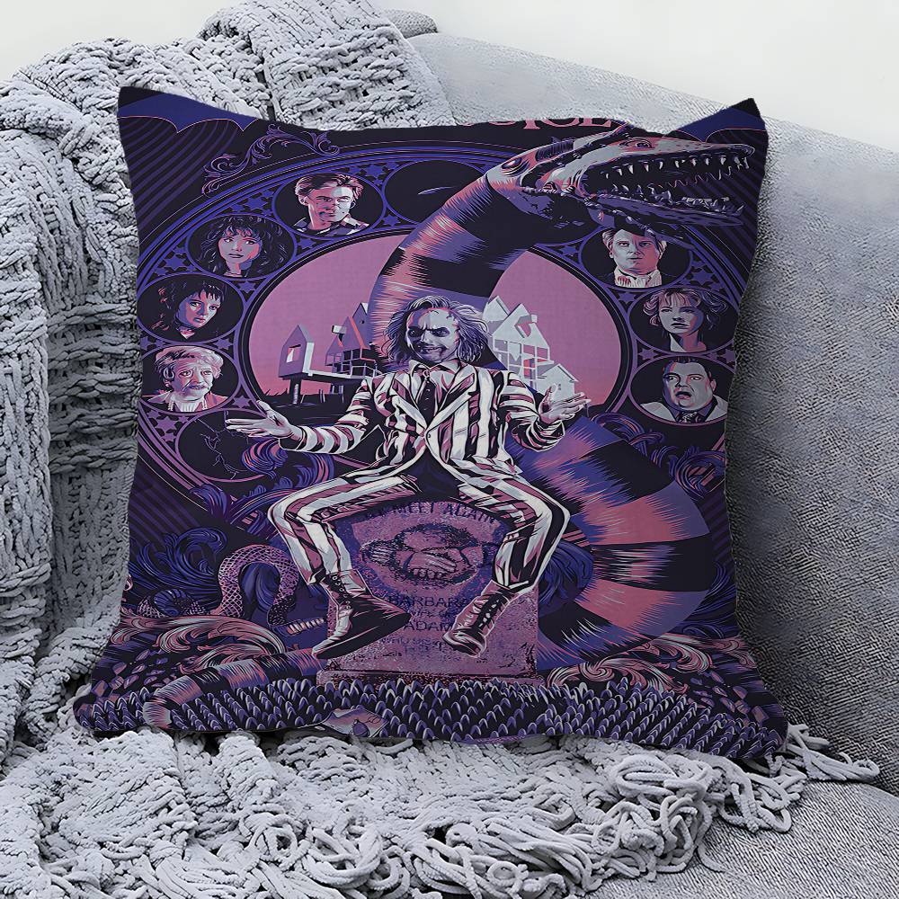 Classic Movie B-Beetlejuice Decorative Room Aesthetics Pillow Case Home Decor Bedroom Sofa Bed Couch Pillow Cover 45x45