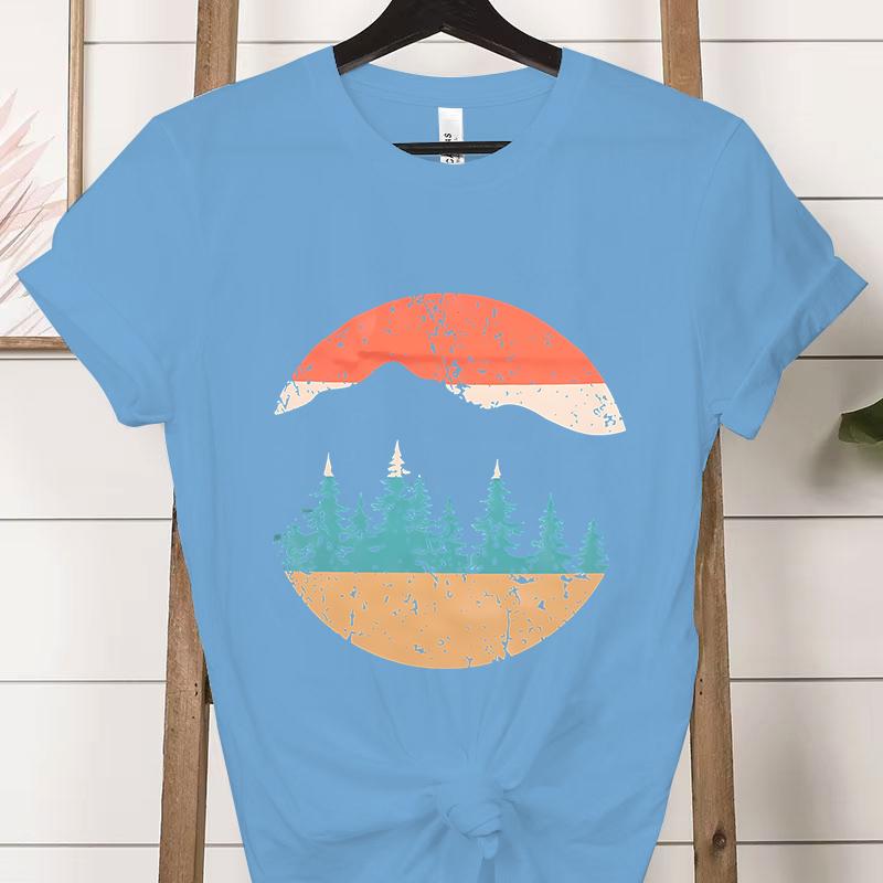 Vintage Adventure Mountain Graphic T Shirts Women Funny Nature Lover Gift Classic Tops Woman Adventure Outdoors Mountain Tshirt