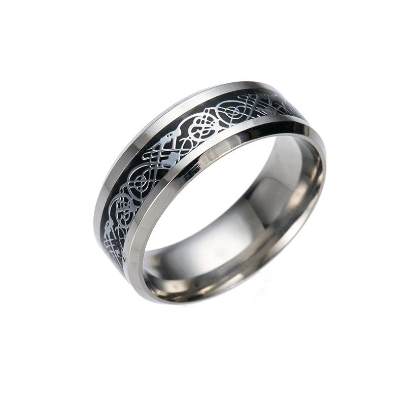 

Titanium Steel Dragon Pattern Ring with Inlaid Dragon Scales Size 14