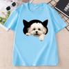 Comfortable Cotton Unisex Black TShirt With Playful Dog Print Short Sleeve Tshirt Crew Neck Top For Casual Wear Unisex Clothes