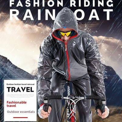 Outdoor-Fahrrad-Regenmantel-Set, Unisex-Bergsteiger- und Wander-Regenmantel für Erwachsene, Mountainbike-Fahrradgürtel mit Reflektorstreifen