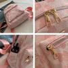 Pu Leather Students Schoolbag Canvas Flower Shoulder Bag Creative Storage Bag  Travel