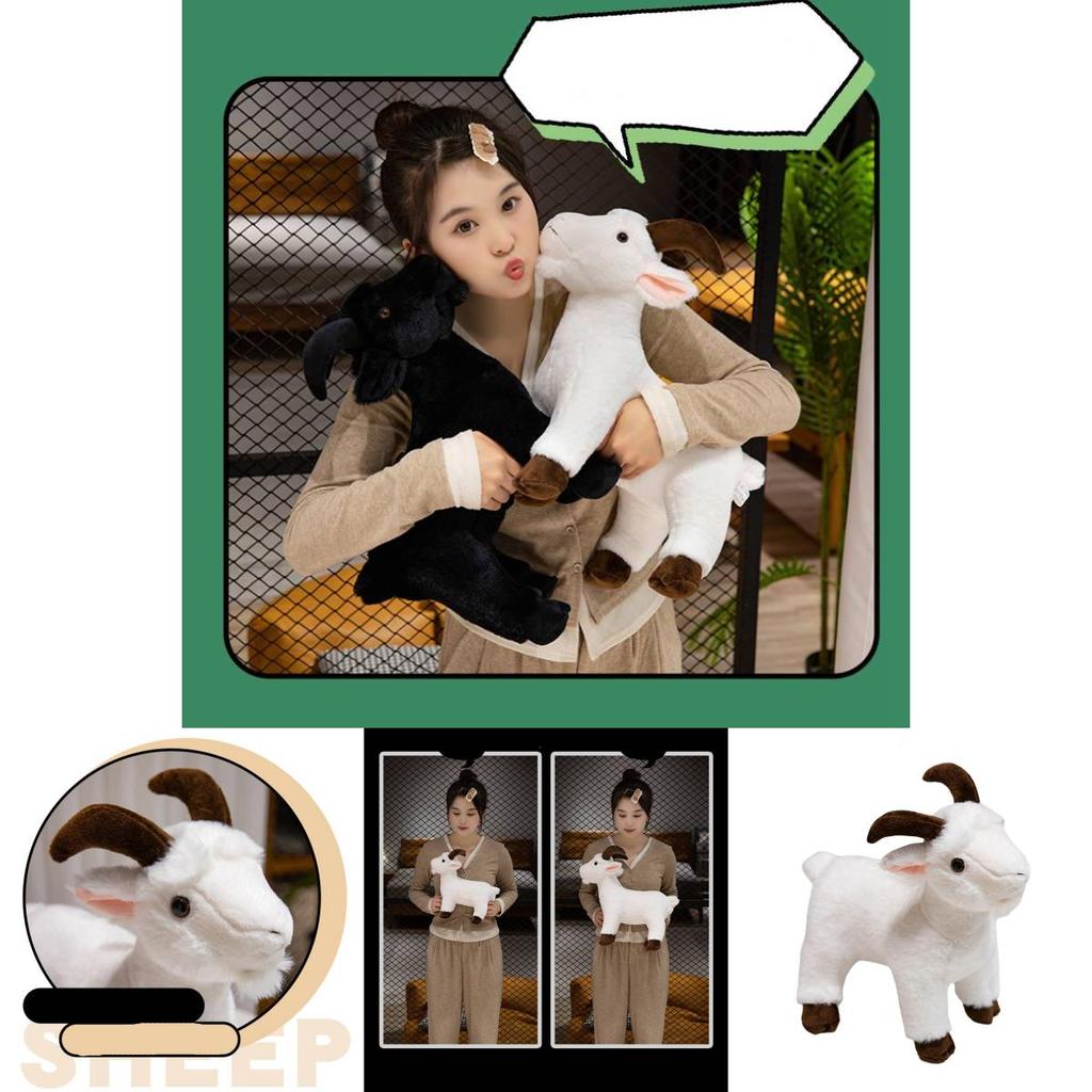 Cute New Little Goat Plush Doll Stuffed Toy Cross-border Hot Sale Black And White Sheep Zodiac Sheep Wholesale