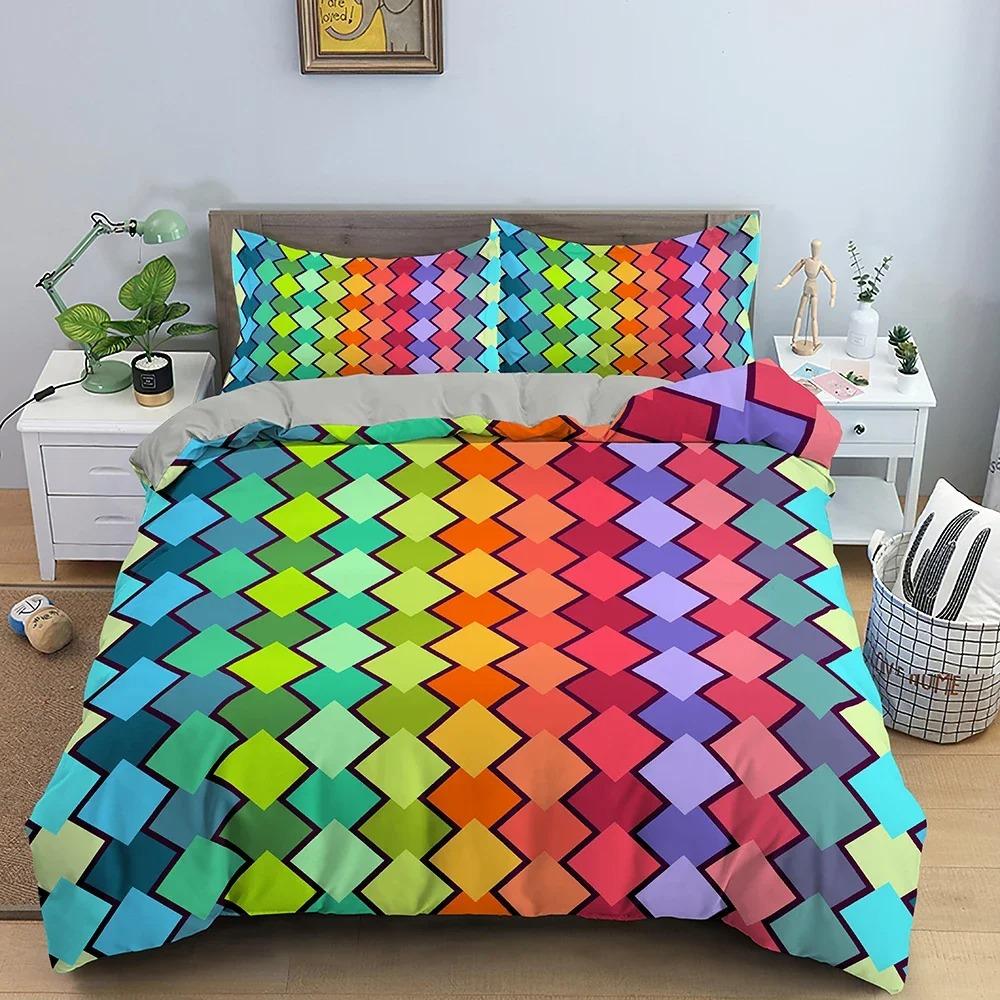 Colorful Geometric Bedding Set 3D Print Quilt  Comforter Cover For Bedroom Luxury Duvet Cover Set King Queen Twin