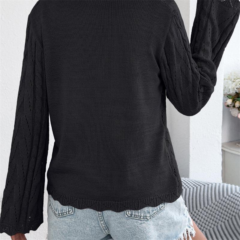 2026 Spring/Summer Women's Knitted Hollow Lace Open Shirt S-XL