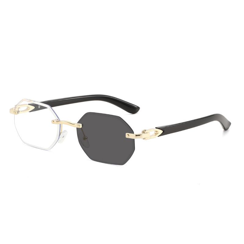 Trend infinity polygonal glasses gradual change simple light luxury sunglasses color-changing glasses bag flower stand sunshade sunglasses versatile