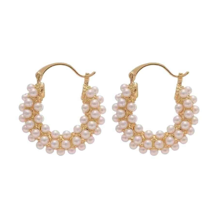 Fashion French Full Set Zircon Lace Earrings U-shaped Earrings Women's Accessories
