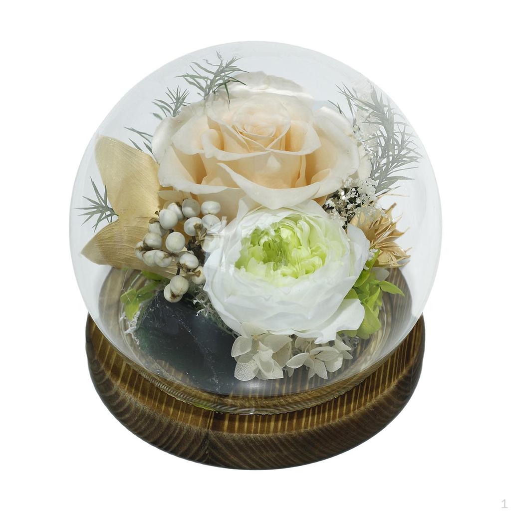 Rosa Luminosa in Cupola di Vetro Matrimonio Natale Anniversario Fiore Preservato