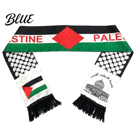 Palestine Neck Wrap Nation Flag Print Scarf Fringed Satin Color Matching Unisex Patriotism Smooth Custom National Day Party Parade