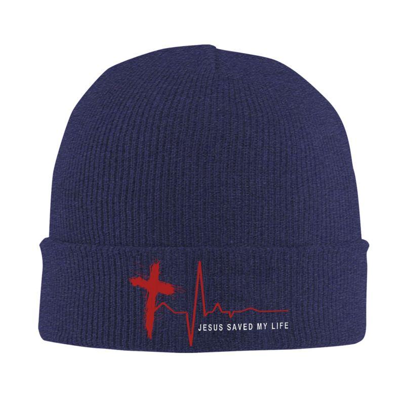 Jesus Cross Beanie Hats Skullies Beanies Jesus Saved My Life Knitted Hat Unisex Warm Soft Caps Autumn Winter Trendy Bonnet Hats