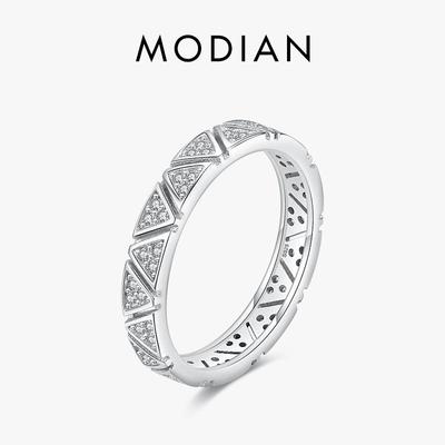Modian 925 Sterling Silver Rings For Women Round Classic Ten Hearts Zircon Ring Romantic Wedding Statement Jewelry With Box
