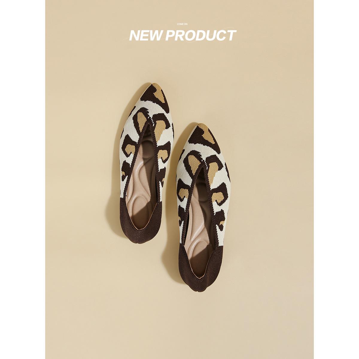 Весна и лето остроносые трикотажные туфли с неглубоким горлом повседневные туфли — фото 5