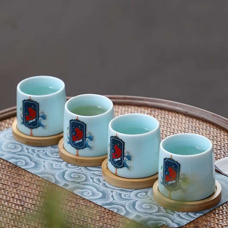 Wanchunhe Good Fortune Celadon Style Tea Set - 4 Cups
