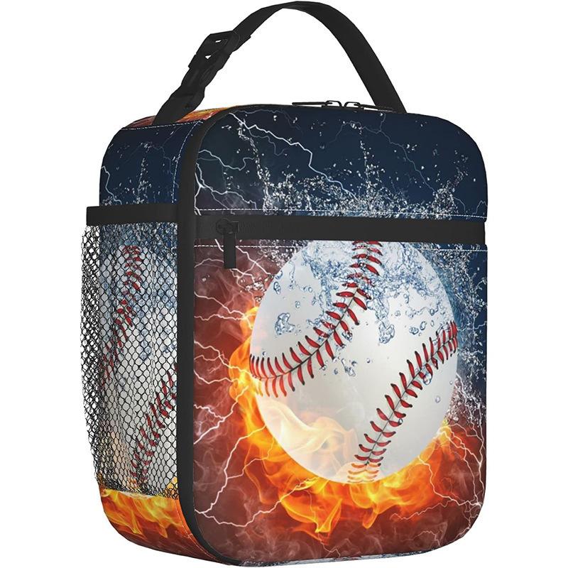 Basketball Cartoon Pattern Student Meal Bag Outdoor Camping Crisper Fruit Storage Bag Portable Meal Bag