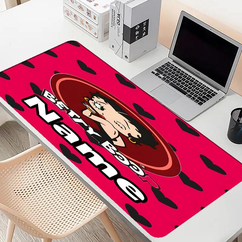 Custom Name Personalized Betty Boop Pattern Mousepad, Laptop PC Desk Mat, Decorative Desk Mat for Home Keyboard Pad Gift