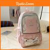 Dog Embroidered Color Blocking Design Student Backpack For School