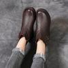 Women's Genuine Leather Winter Plush Ankle Boots - Comfortable, Non-Slip, Soft Flat Bottom for Middle-Aged & Elderly