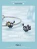 Sterling Silver S925 Moon Cat Beaded Bracelet with Black Gold Plated Zircon Halloween Beads