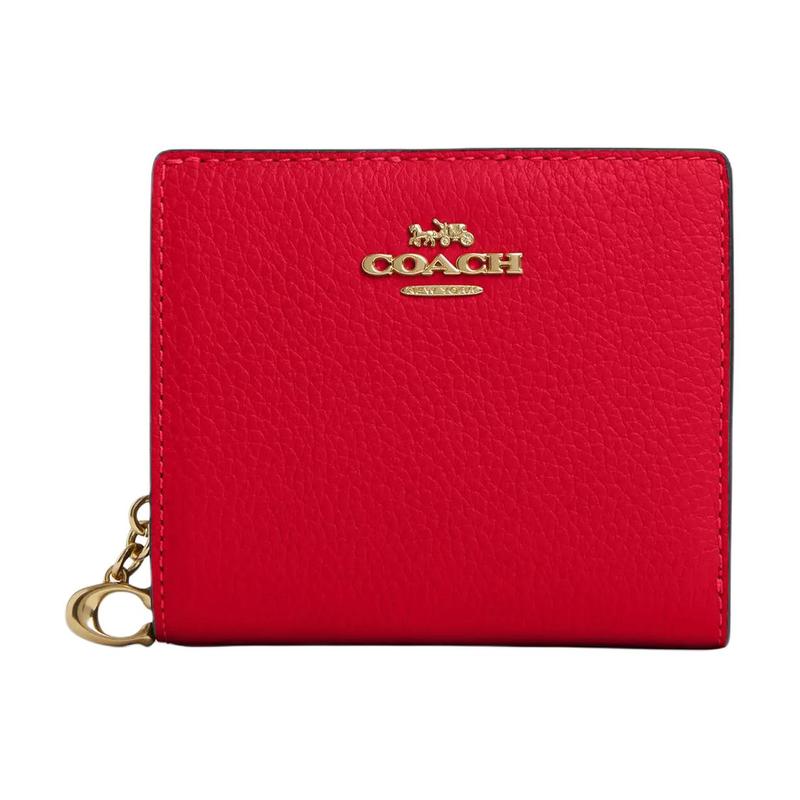 COACH Snap Wallet old Logo Snap Fastening Pebbled Leather Wallet Women s Red red золотой