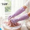 Waterproof Dishwashing Gloves Extended Gloves, Anti-slip Grip Natural Latex Elbow Length for Women Protective Durable Cleaning Laundry And Gardening