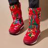 Women Fleece Thickened Ethnic Floral Winter Warm Outdoor Snow Boots