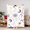 Cozy And Lightweight Flannel Blanket Featuring a Moon And Stars Design, Ideal for Any Season And Perfect for Use On Beds, Sofas, In The Office, Or Whi