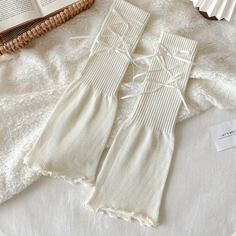 Women's White Slouchy Leg Warmers Summer Thin Socks Y2K Spice Girl JK Style Sweet and Lovely with Bowknot for Matching with Oxford Shoes