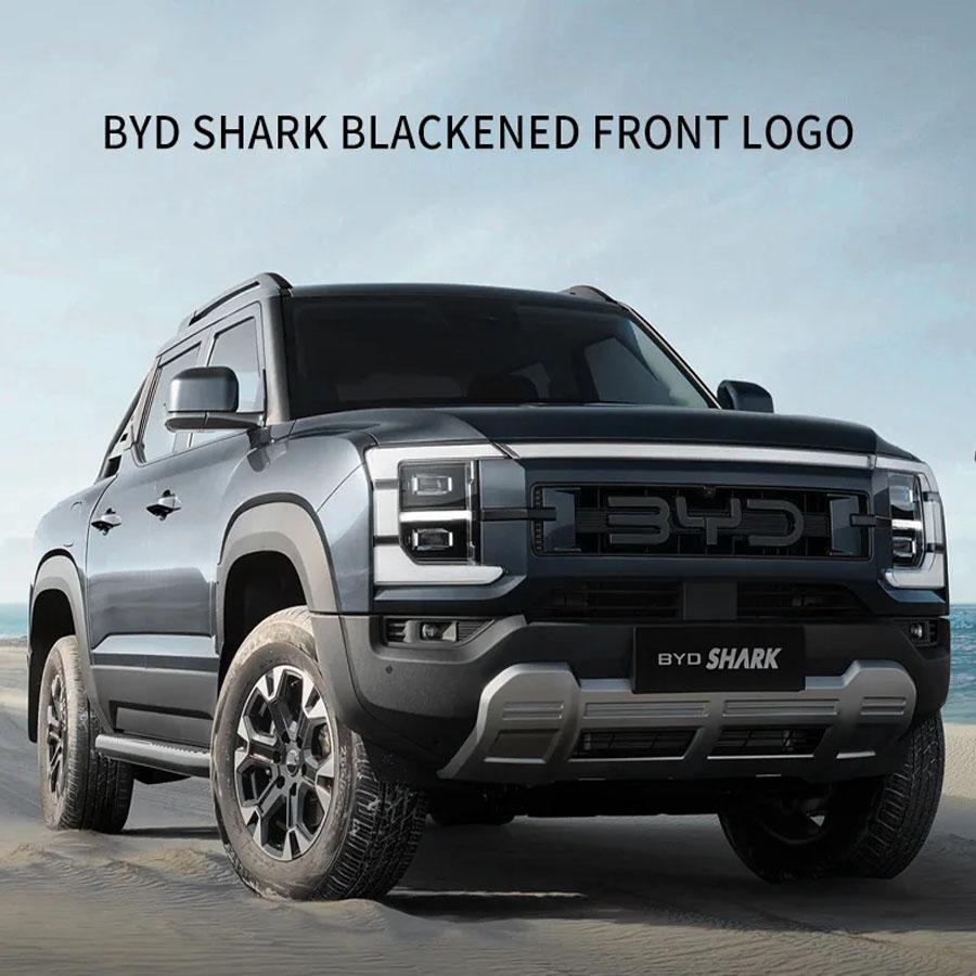 For BYD Shark 6 Accessories Black Car Label Sticker Car Front Logo Frame Head Bumper Decor 3D Sticker Cover