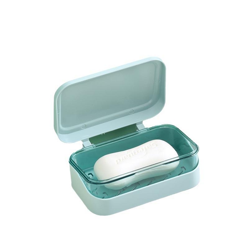 Plastic Soap Box with Lid Soap Box Non-water-accumulating Laundry Soap Box Non-perforated Water-draining Storage Box