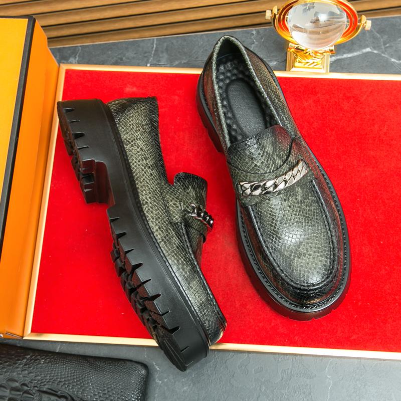 Fashion High End Brand Men's Leather Casual Shoes Luxury Banquet Dress Shoes Height Increasing Thick Soled Men's Business Work Shoe