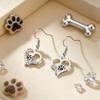 18K Gold Plated Stainless Steel Heart Drop Earrings for Women Cute Dog Paw & Bone Cubic Zirconia Dangle Pet Lover Jewelry Gifts