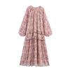 Women's European & American Style Retro Layered Print Dress - Summer 2026