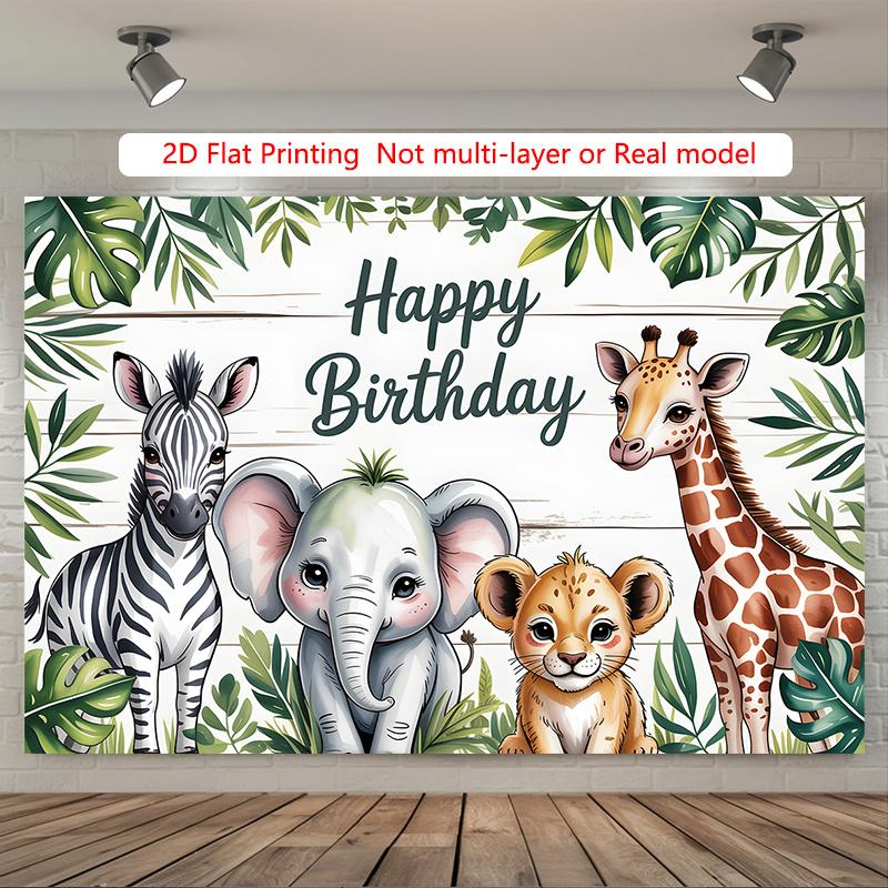 Party Backdrop Jungle Safari Flat Animals Studio Prop Event Backdrop Decoration Front Door Decor