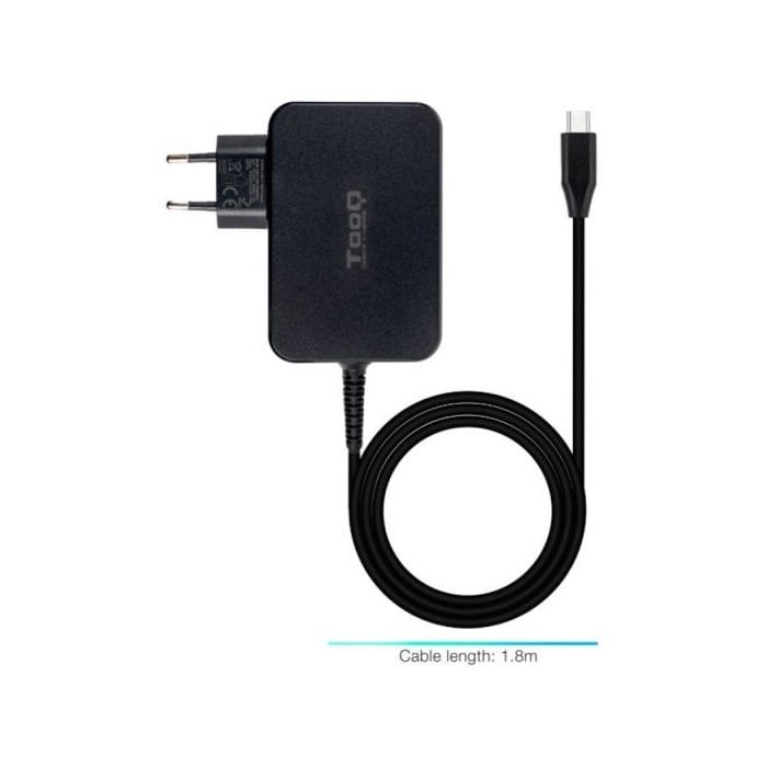 Chargeur pour ordinateur portable - Tooq - Gan USB-C Pd3.0 90W - Noir - 1 câble de 0,8 mètre - Compatible MAC