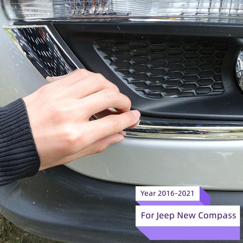 1 Pair Car Exterior Accessories Chrome Car Front Fog Light Cover Trim for Jeep Compass New Compass 2016 2017+ Exterior Acc.