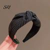 French Style Headband Women Dot Print Knotted Design Wide Brim Leisure Casual Sponge Padding Hair Hoop Accessory Rounded Head Shaping Band