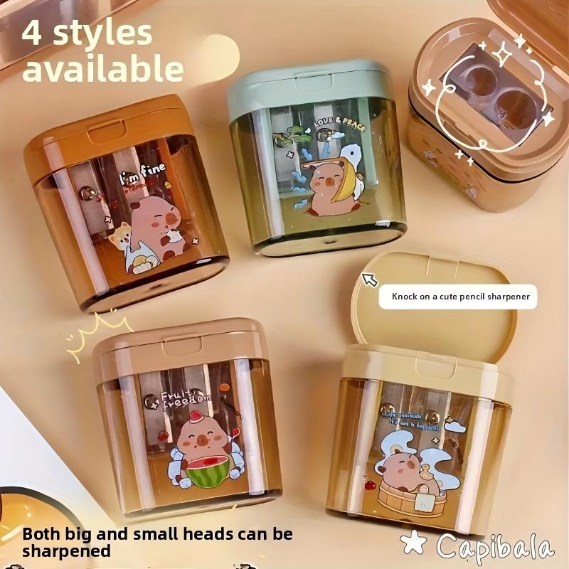 6Pcs Cartoon Pencil Sharpeners, Dual Hole for Thick & Thin Pencils, Cute Stationery & Nice Gift