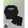Men's Polyester Crew Neck Sweatshirt Set with Relaxed Fit Shorts Comfortable Casual Daily Wear