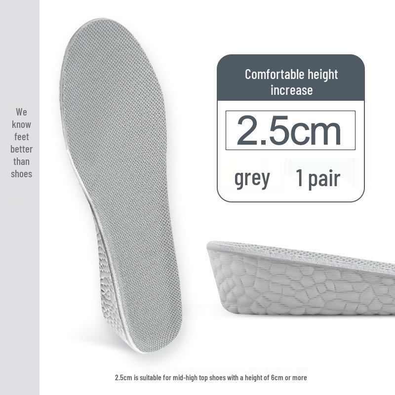 Boost Popcorn Height-Increasing Insoles for Men & Women - Breathable, Sweat-Absorbent, Flexible, Soft, Lightweight Sports Inner Height Enhance Pad