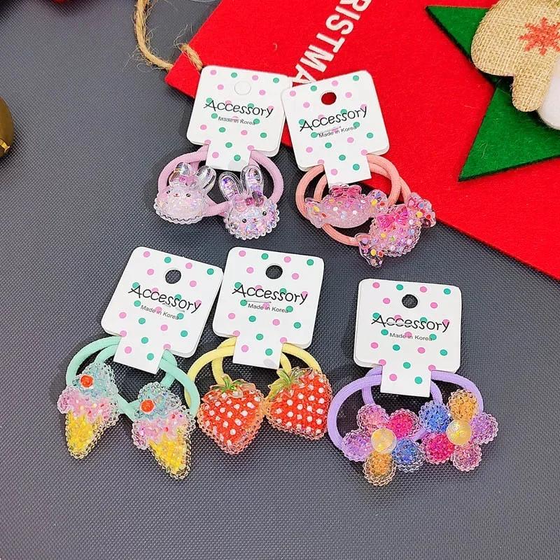 Koreanische Kinder Pailletten Floral Elastische Haarbänder Gummiband Haargummi Prinzessin Kawaii Haarseil Kopfbedeckung Mädchen Haarschmuck